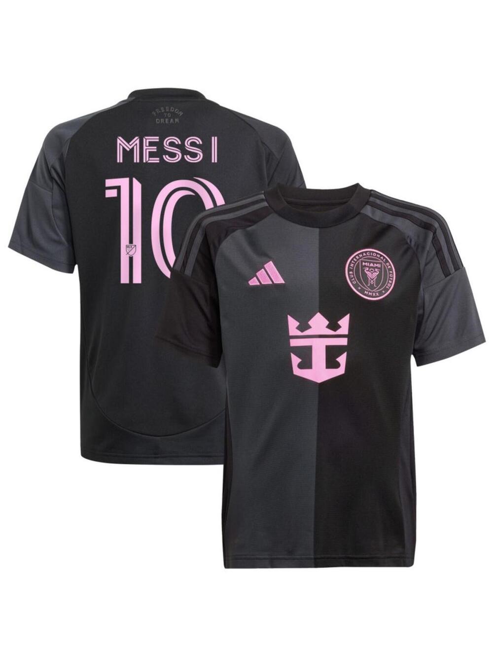 Messi Inter Miami CF adidas Boys Black Jersey "The Fortitude Kit" Youth L | NWT